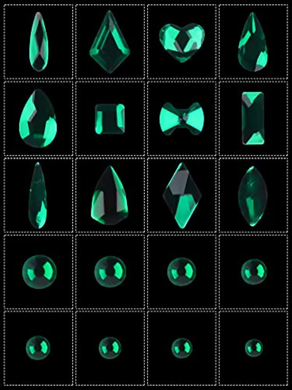 3100Pcs Professional Nail Rhinestones Kit EBANKU Green Nail Art Crystal Rhinestones for Nails Mixed Shape AB Nail Gems Jewels with Rhinestone Picker Dotting Pen Tweezers