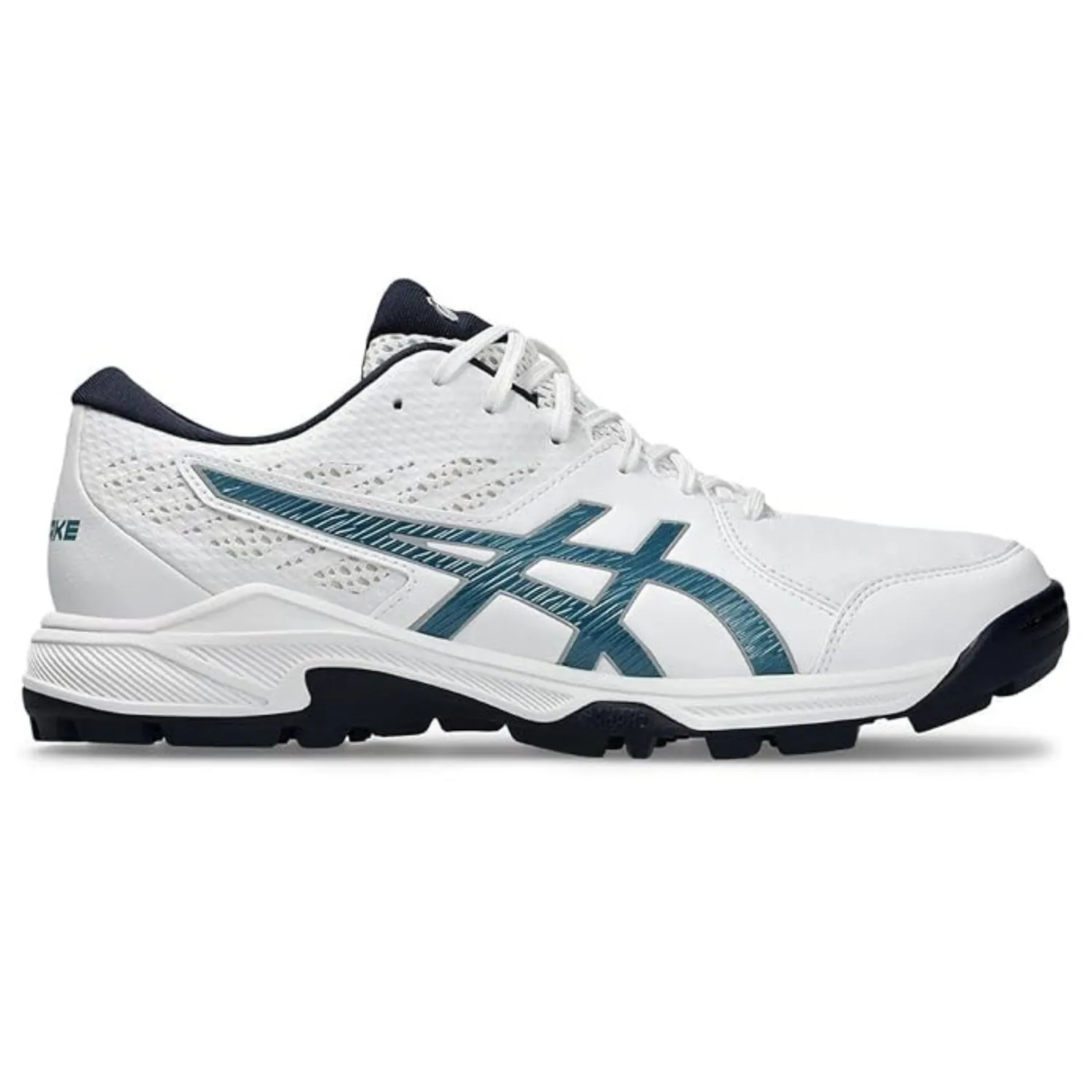 ASICS Gel-Peake 2 Cricket Shoes (Men) | Rubber Outsole | Breathable Mesh | Rearfoot GEL Cushioning | White/Atlantis Blue