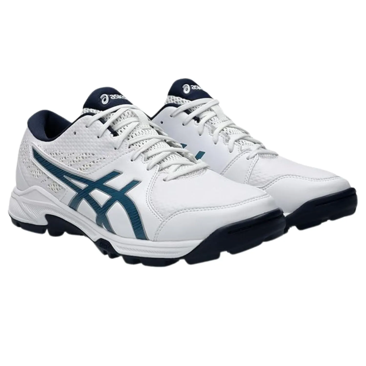 ASICS Gel-Peake 2 Cricket Shoes (Men) | Rubber Outsole | Breathable Mesh | Rearfoot GEL Cushioning | White/Atlantis Blue