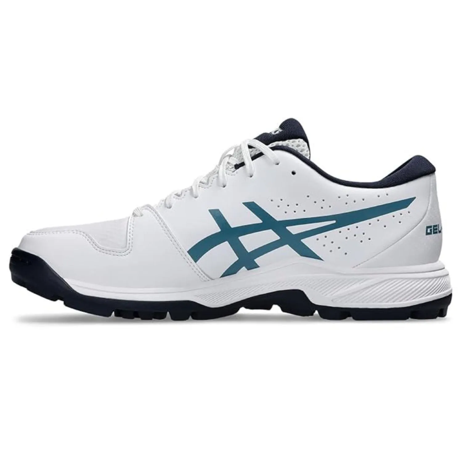 ASICS Gel-Peake 2 Cricket Shoes (Men) | Rubber Outsole | Breathable Mesh | Rearfoot GEL Cushioning | White/Atlantis Blue