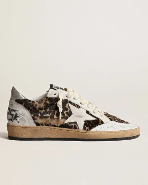 ball star leopard horsy and crack leather with nappa star - leopard/white/silver