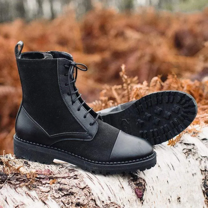 Bettina Vegan Leather & Suede Boots | Black