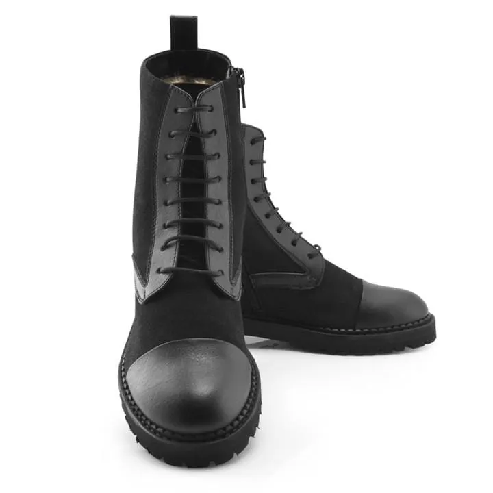 Bettina Vegan Leather & Suede Boots | Black