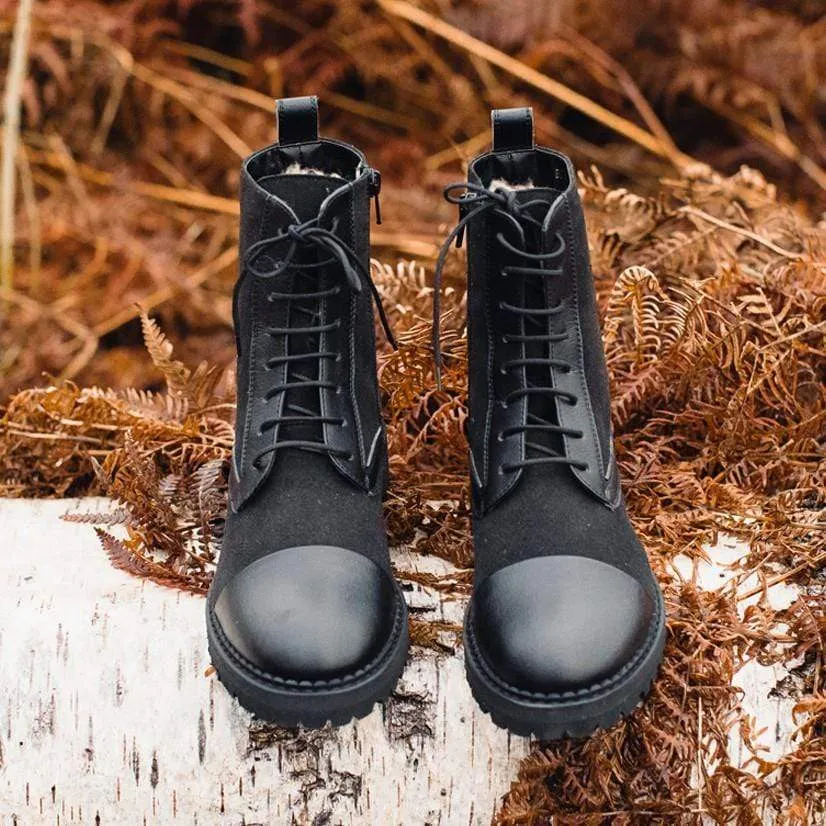 Bettina Vegan Leather & Suede Boots | Black
