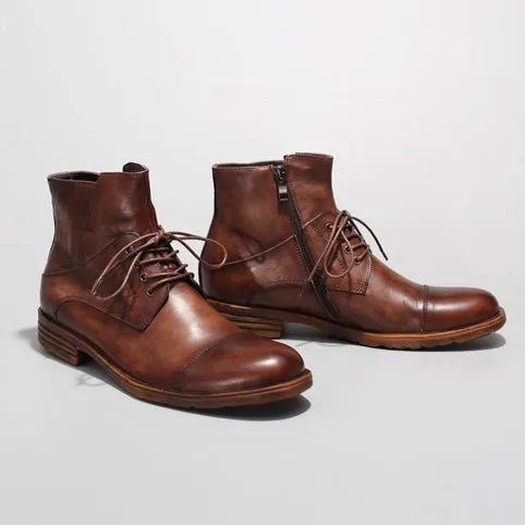 British style retro colored handmade shoes leather martin boots