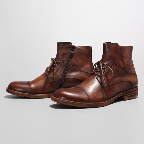 British style retro colored handmade shoes leather martin boots