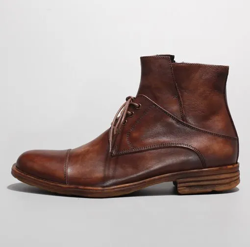 British style retro colored handmade shoes leather martin boots