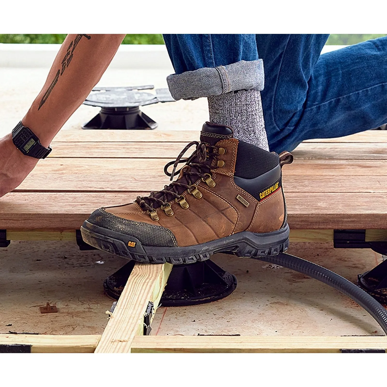 Caterpillar THRESHOLD ERGO ASTM F2413-18 P90935 Waterproof Steel Toe Brown Work Boot