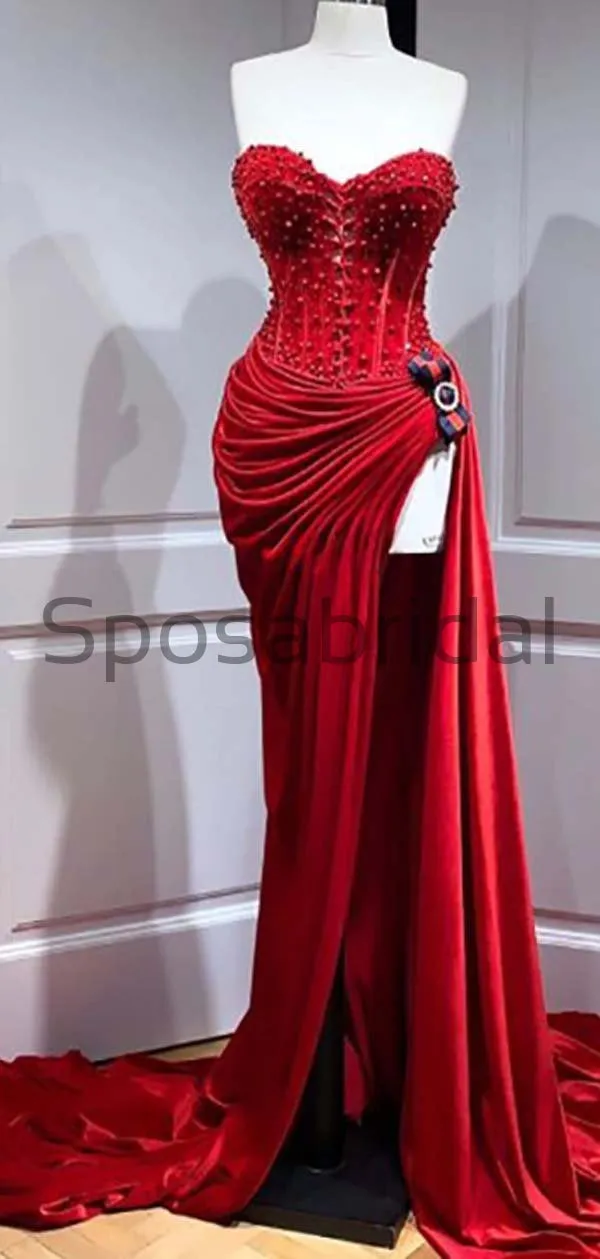 Charming Mermaid Sweetheart Unique Modest High Elegant Slit Prom Dresses PD1945