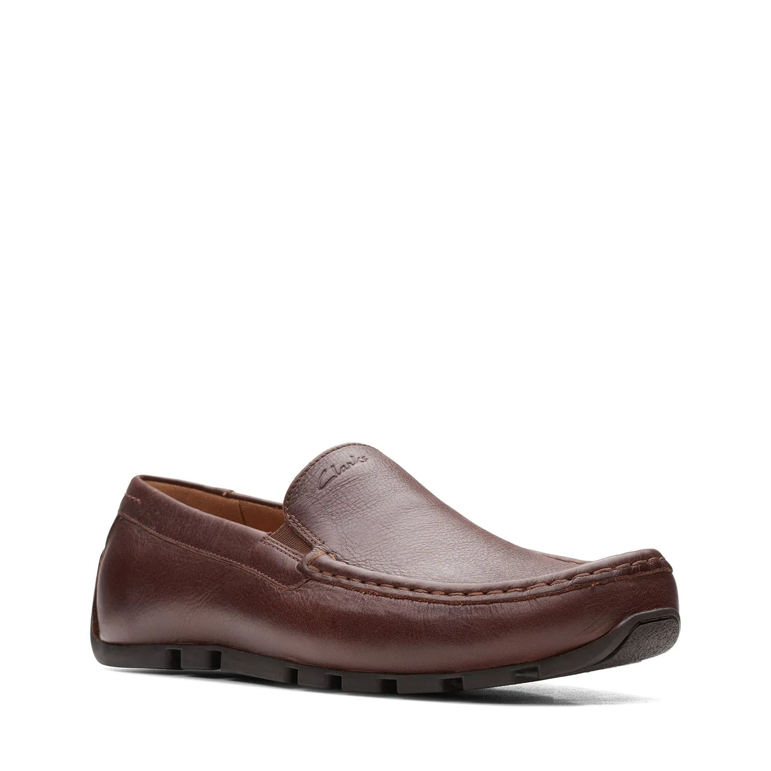 Clarks Oswick Plain Shoes - Dark Tan Lea - 261666837 - G Width (Standard Fit)