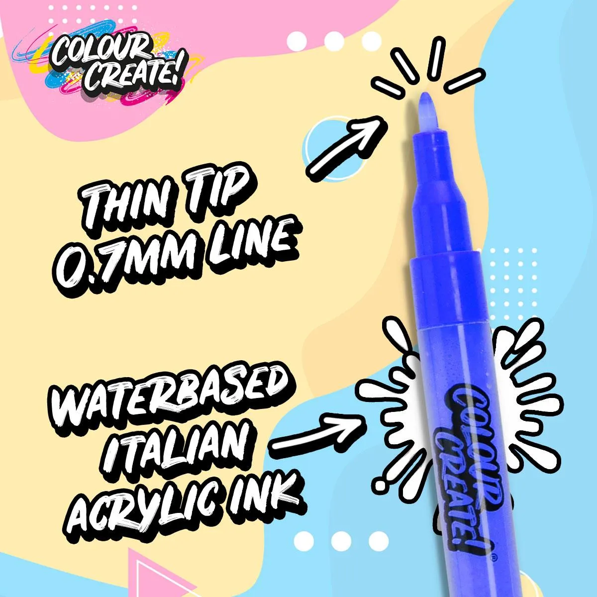 Colour Create Acrylic Paint Marker Thin Medium Pens - 12 Pack / 40 Pack