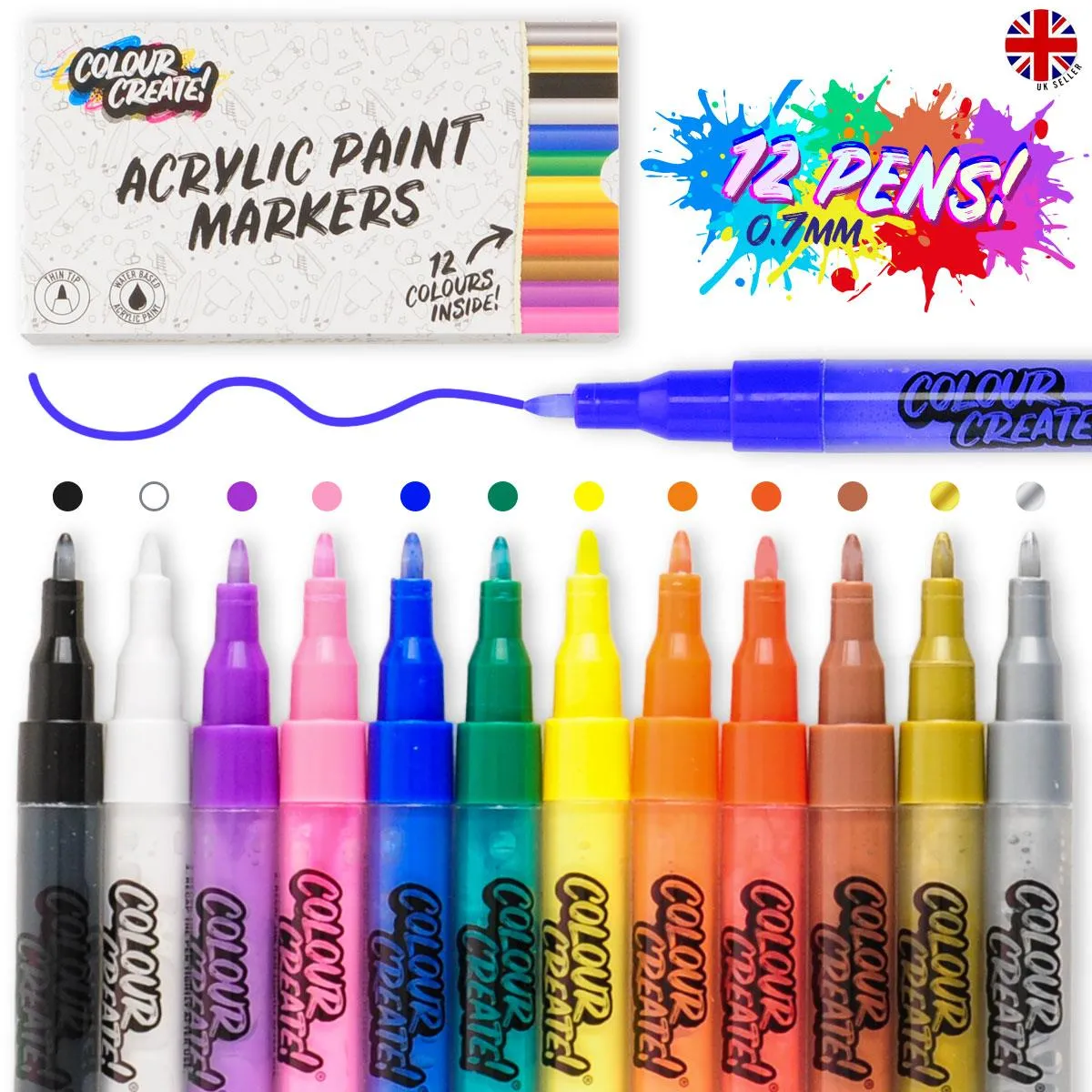 Colour Create Acrylic Paint Marker Thin Medium Pens - 12 Pack / 40 Pack