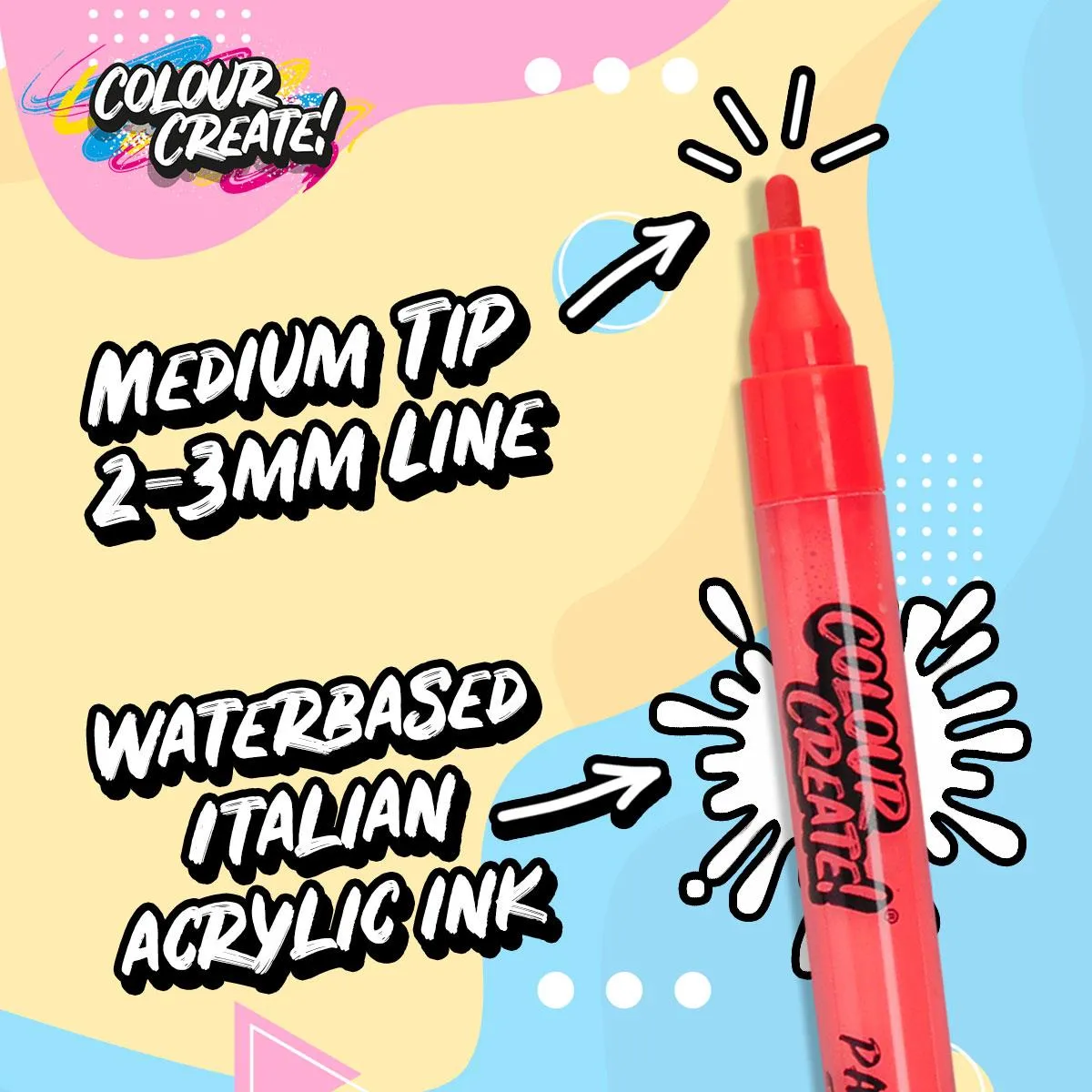 Colour Create Acrylic Paint Marker Thin Medium Pens - 12 Pack / 40 Pack