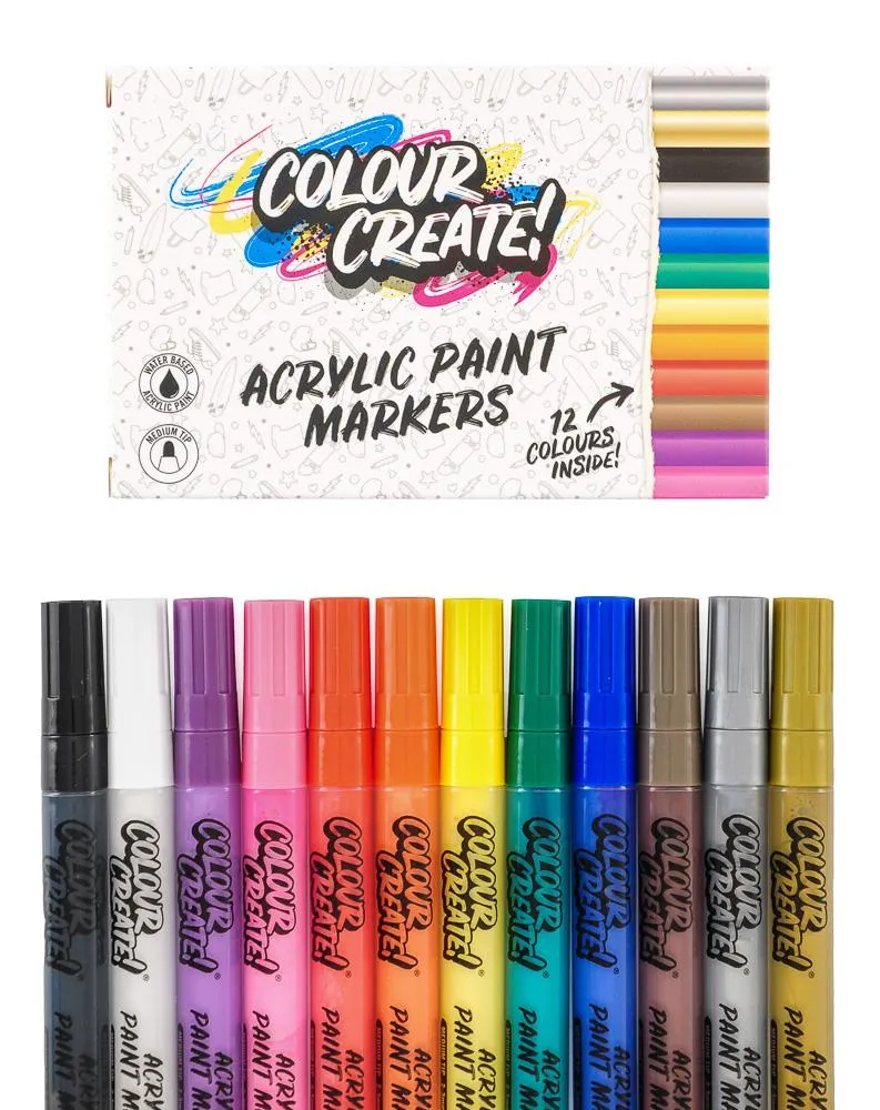 Colour Create Acrylic Paint Marker Thin Medium Pens - 12 Pack / 40 Pack