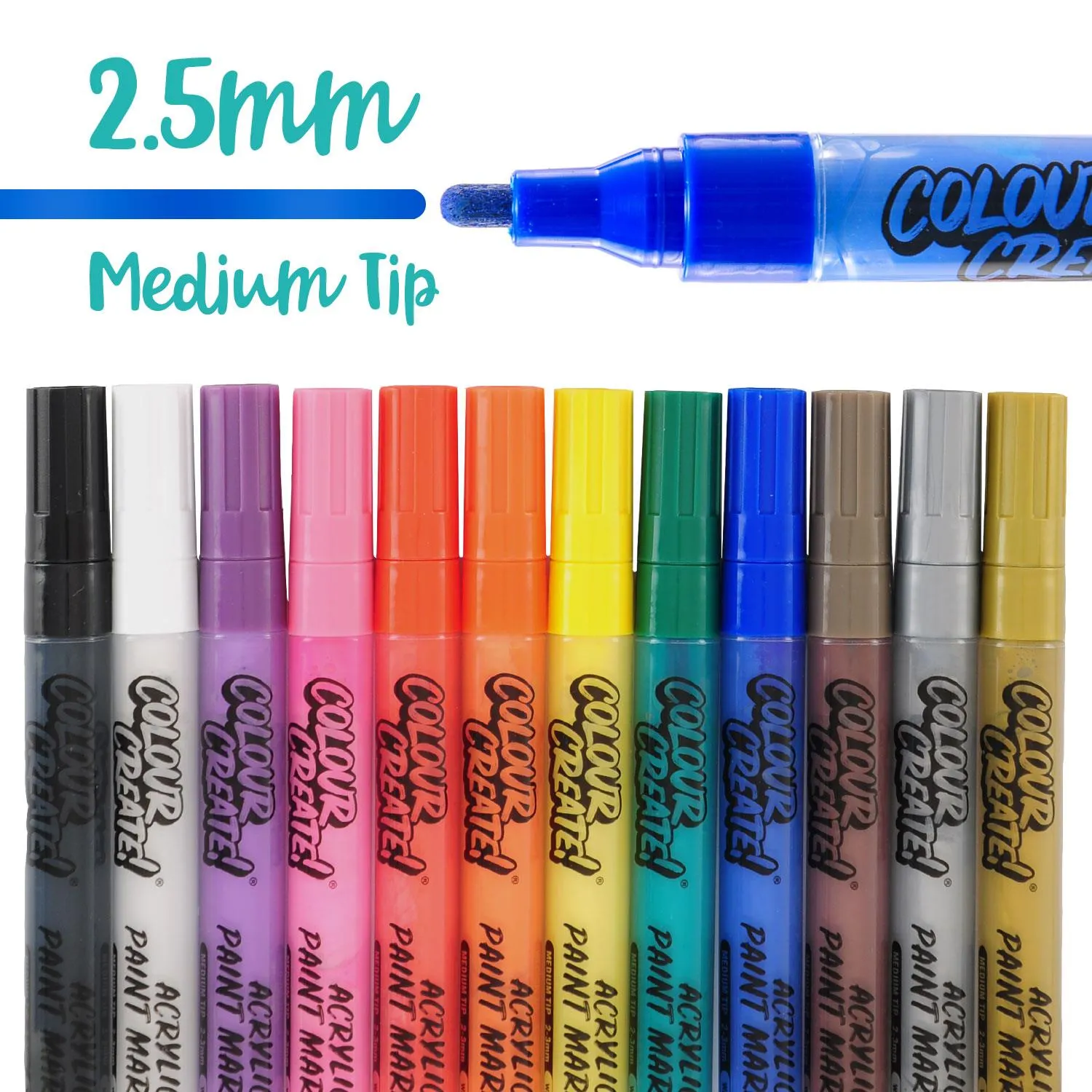Colour Create Acrylic Paint Marker Thin Medium Pens - 12 Pack / 40 Pack