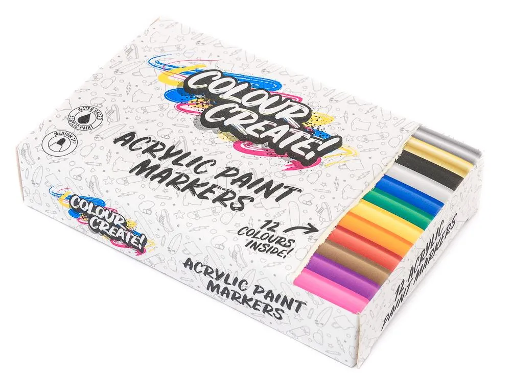 Colour Create Acrylic Paint Marker Thin Medium Pens - 12 Pack / 40 Pack