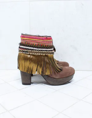 Custom Made High Heel Boho Boots in Brown | SIZE 39