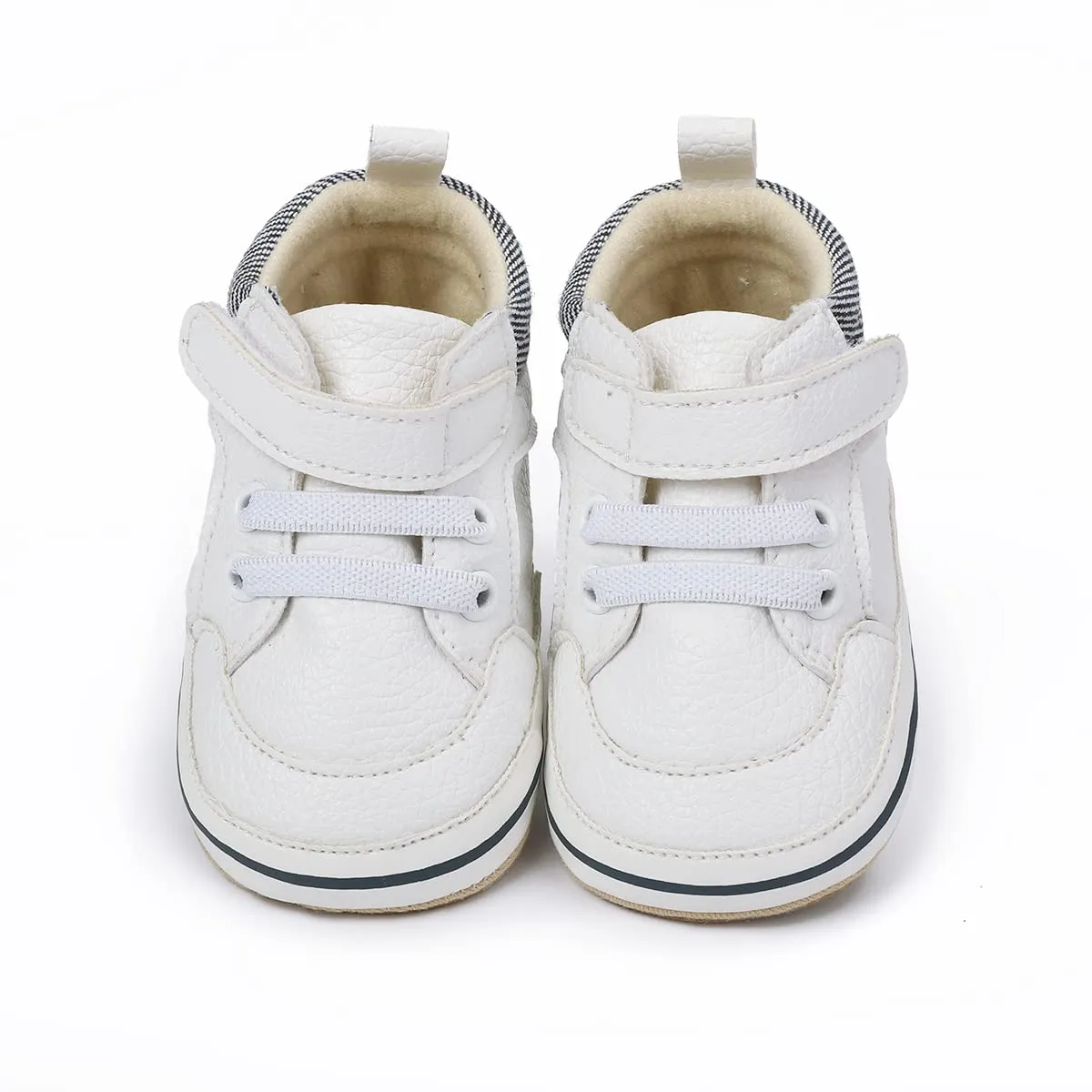 E-FAK Baby Shoes Boys Girls Infant Sneakers Non-Slip Rubber Sole Toddler Crib First Walker Shoes(08 White, 0-6 Months Infant)