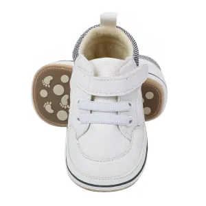 E-FAK Baby Shoes Boys Girls Infant Sneakers Non-Slip Rubber Sole Toddler Crib First Walker Shoes(08 White, 0-6 Months Infant)