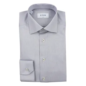 Eton - Slim Fit Patterned Twill Shirt in Blue