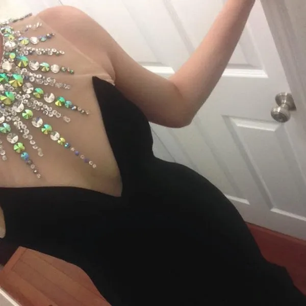 Fashion Mermaid Jewel Sleeveless Black Long Mermaid Prom/Evening Dress With Beading