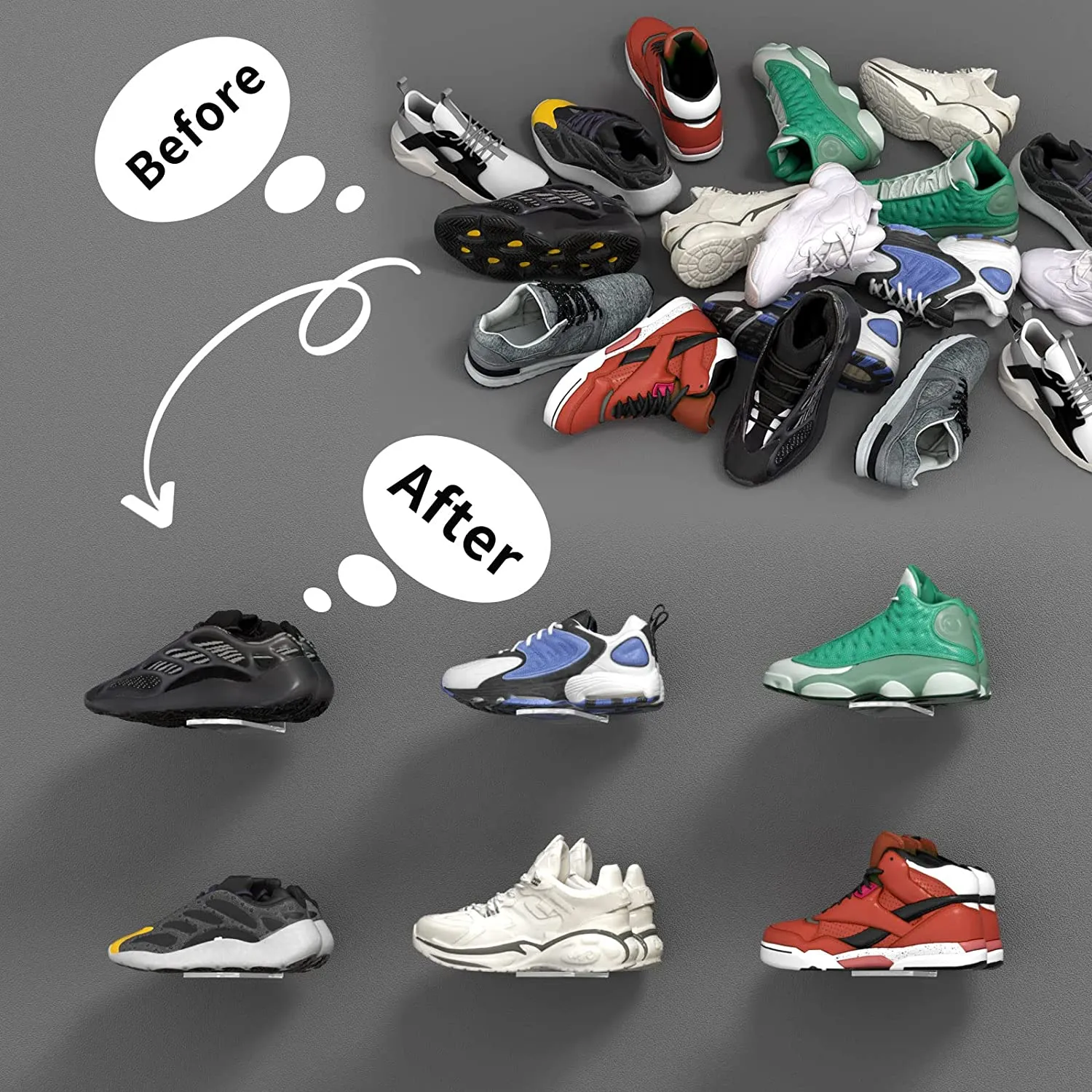 Floating Sneaker & Shoe Display Mounts by EZB