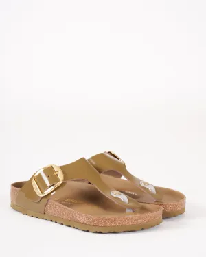 gizeh big buckle sandal - high shine mud green leather