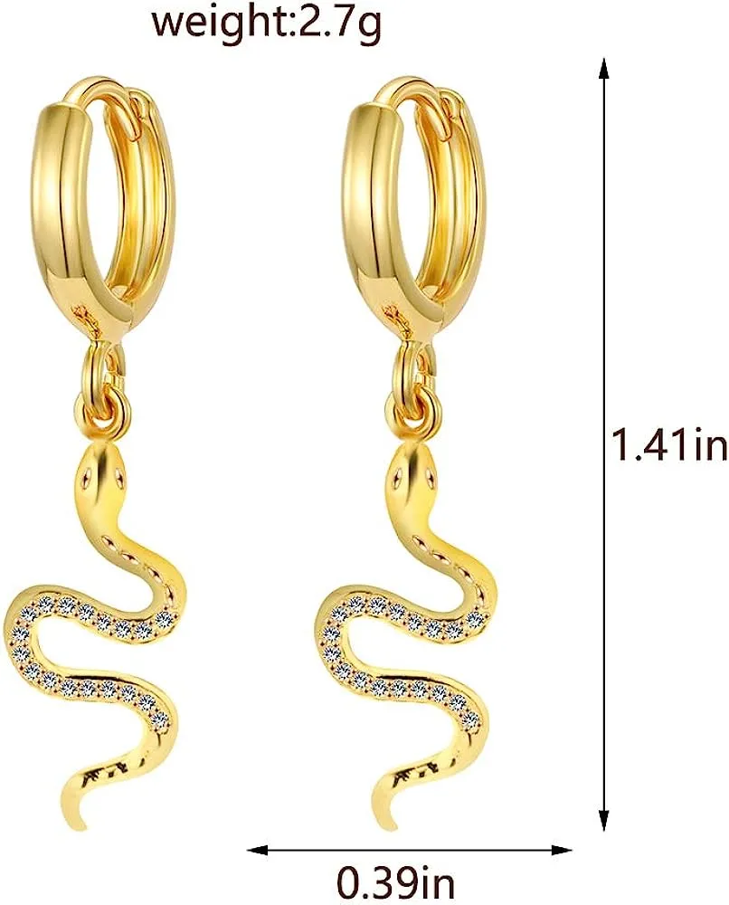 Gold Huggie Small Hoop Snake Earrings