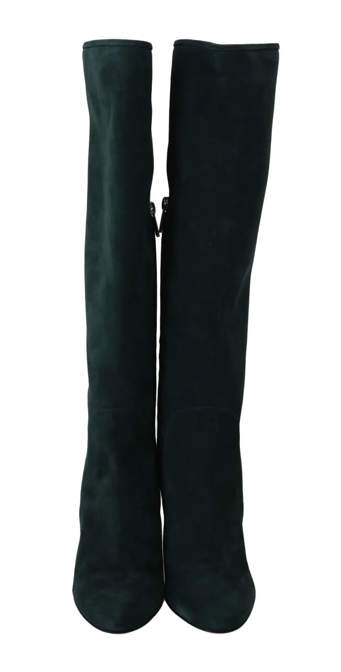 Green Suede High Knee Shoes