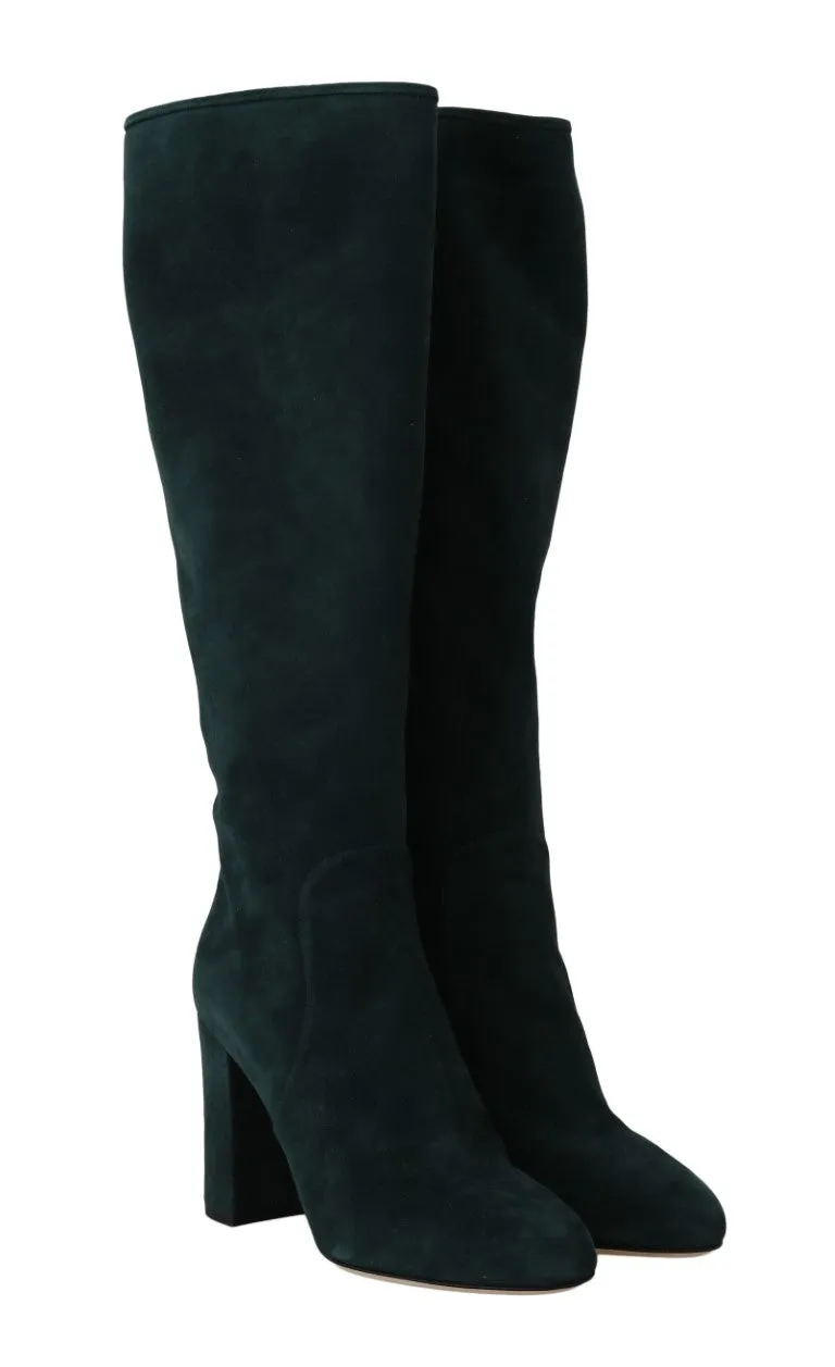 Green Suede High Knee Shoes