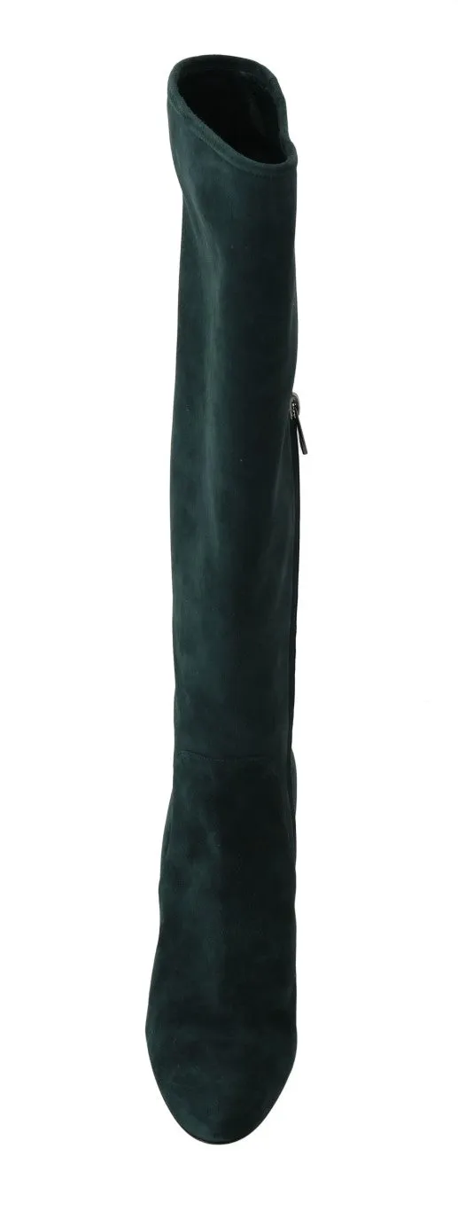 Green Suede High Knee Shoes