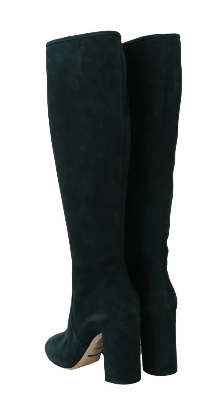 Green Suede High Knee Shoes