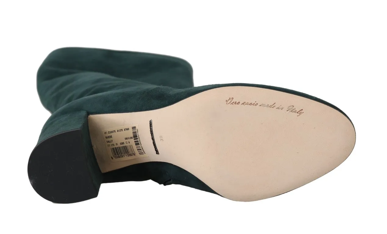 Green Suede High Knee Shoes