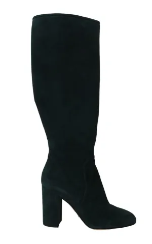 Green Suede High Knee Shoes