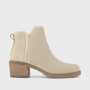 Hailey Heeled Boot Beige Nubuck Leather