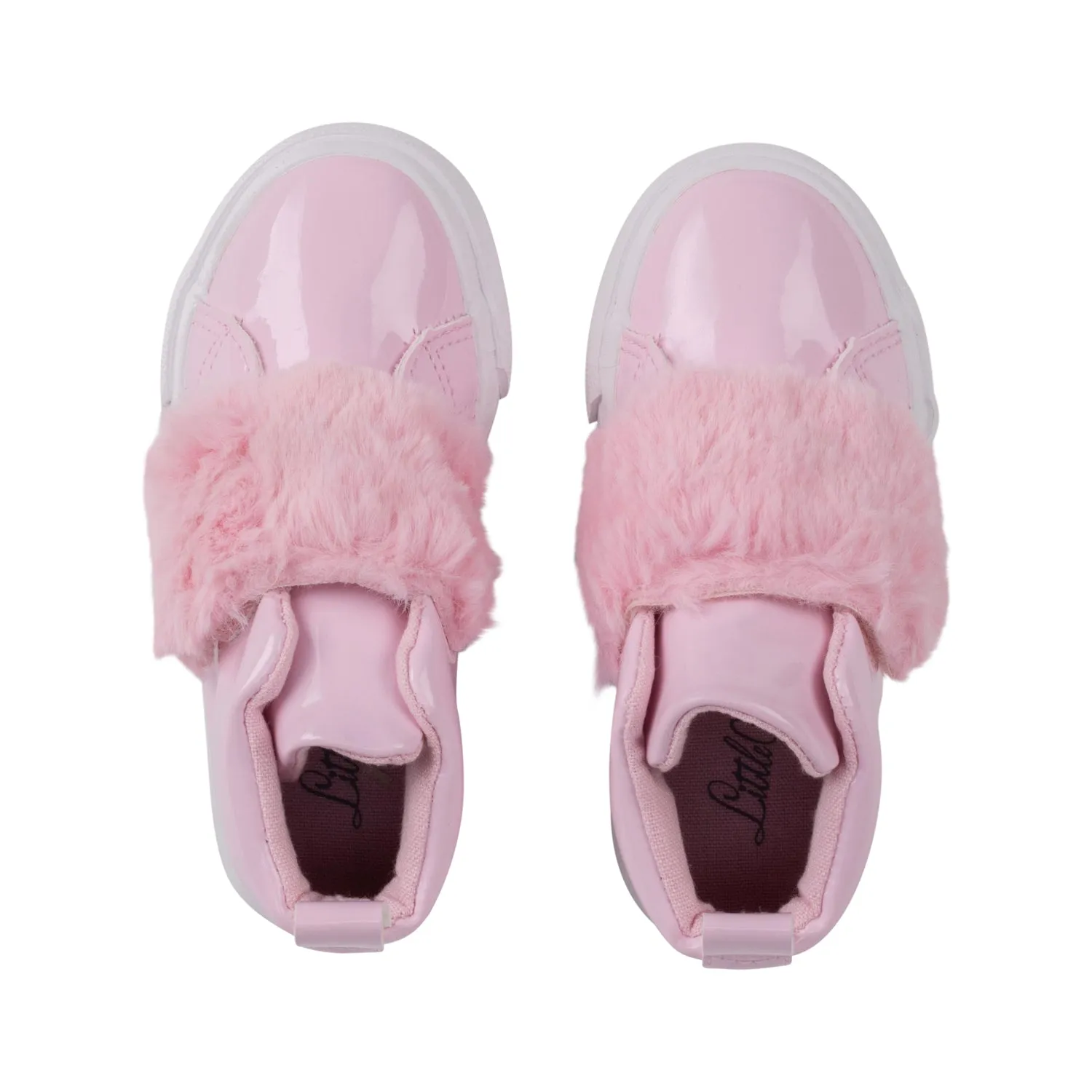 Little A FUREVER Baby Pink Faux Fur Strap High Top LA24511