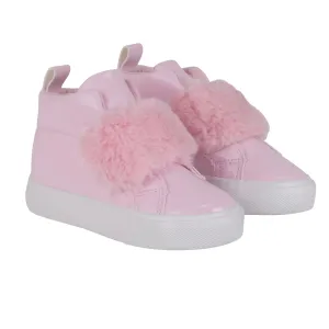 Little A Furever Faux Fur Strap High Tops - Baby Pink