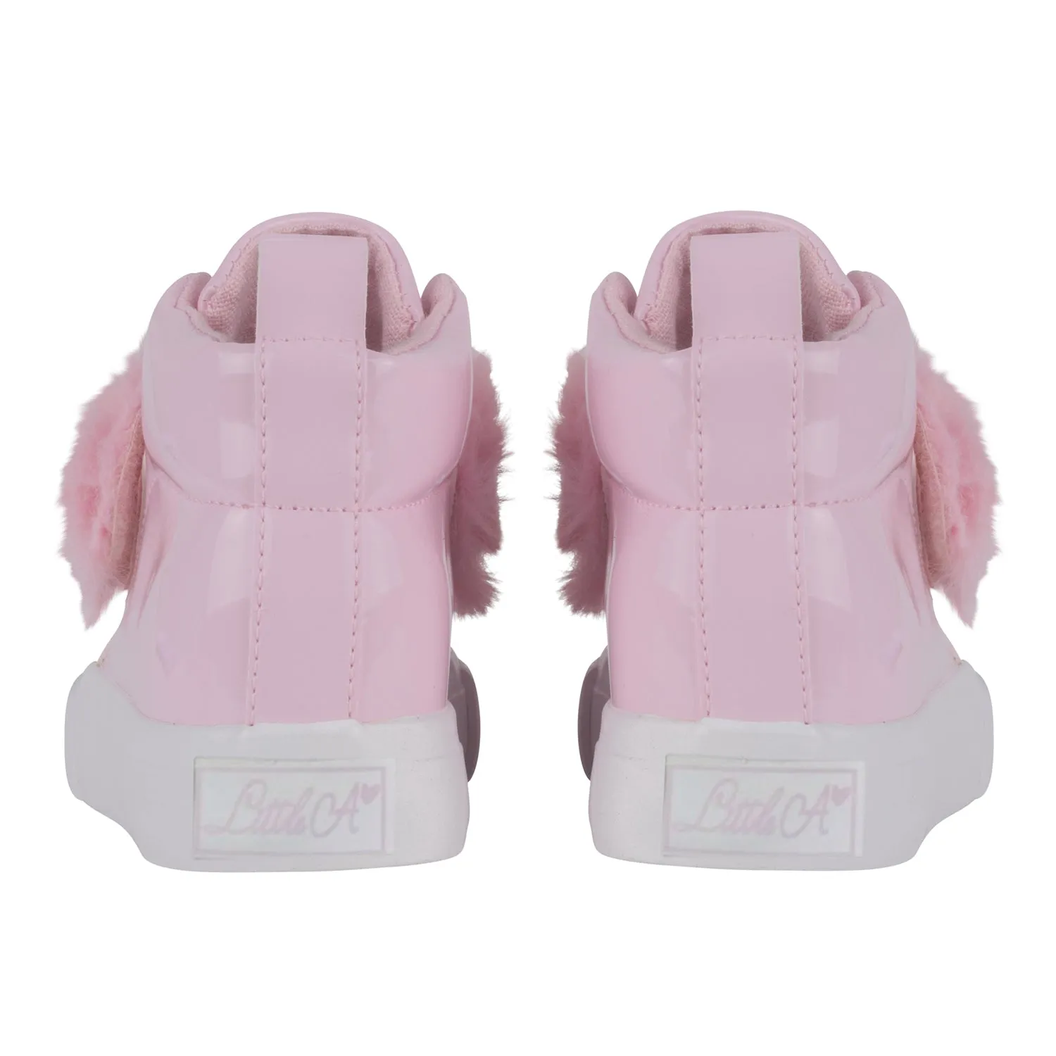 Little A Furever Faux Fur Strap High Tops - Baby Pink