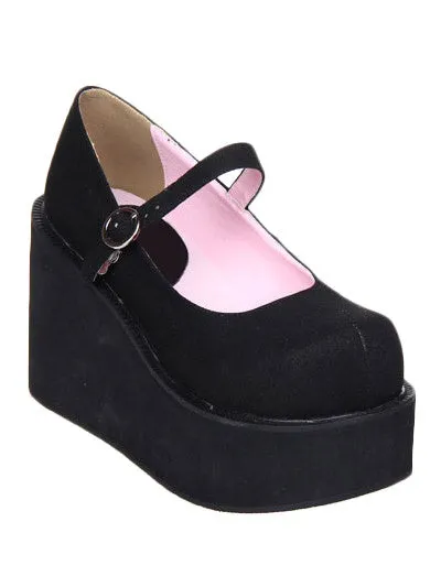 Lovely Street Wear Black Suede Leather Platform Lolita Shoes