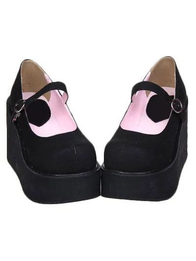 Lovely Street Wear Black Suede Leather Platform Lolita Shoes