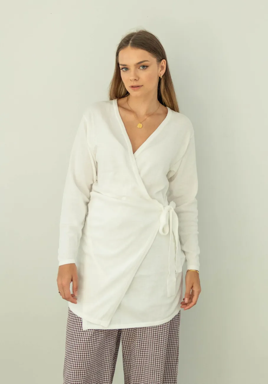 Miann & Co Womens - Monroe Knit Wrap Long Sleeve Top - Shell