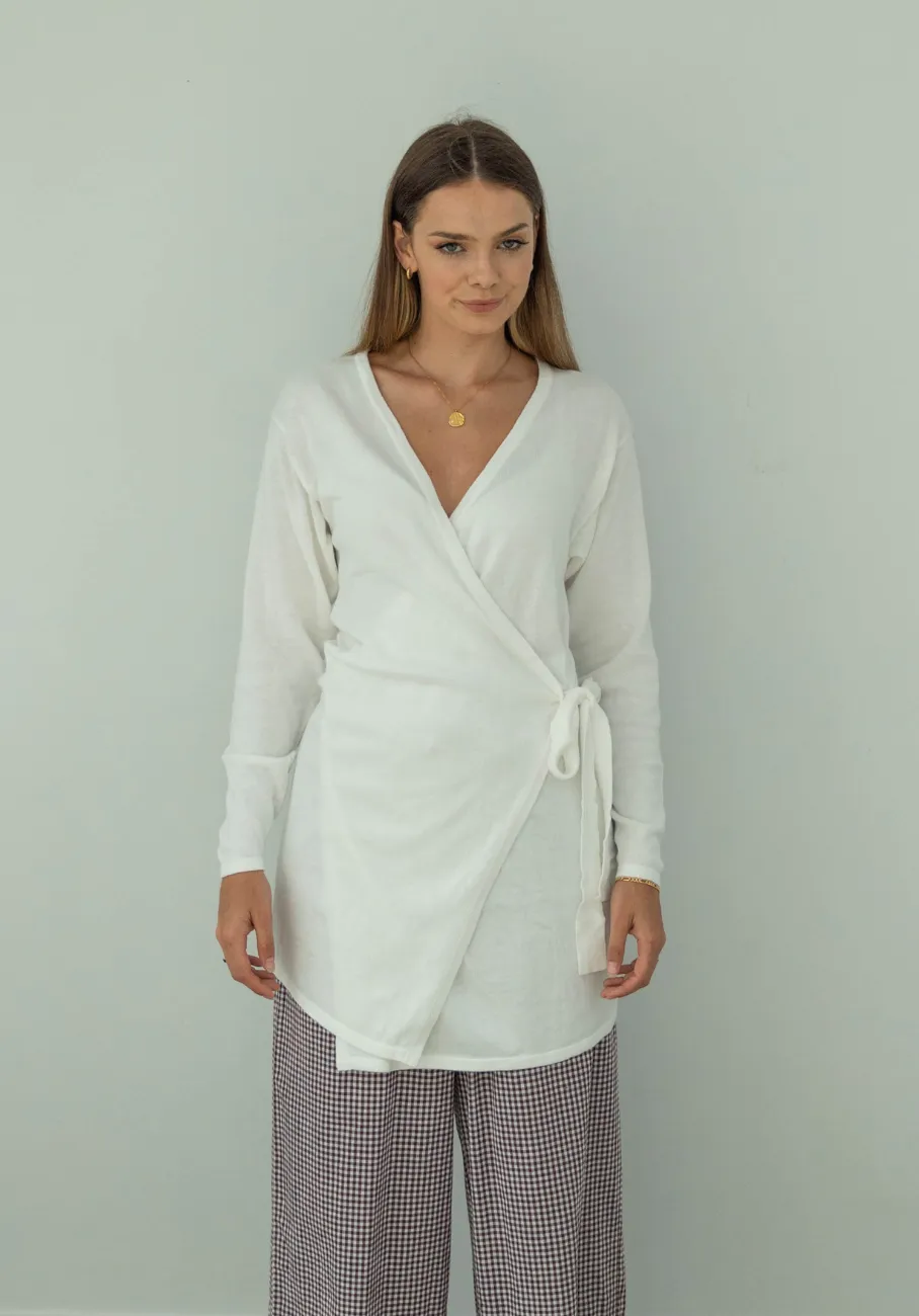 Miann & Co Womens - Monroe Knit Wrap Long Sleeve Top - Shell