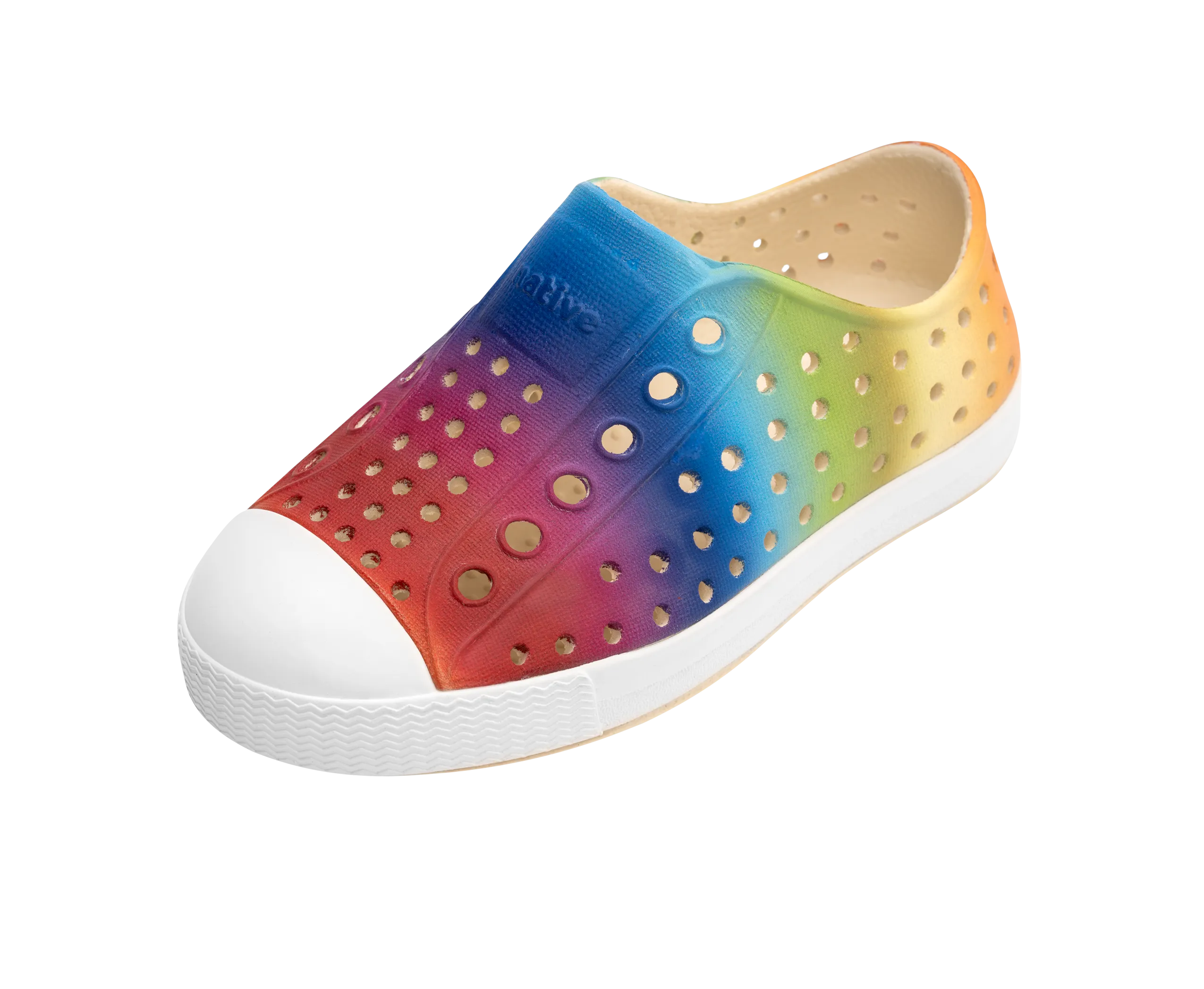 Native Jefferson Print Shoes - Bone White / Shell White / Rainbow Gradient