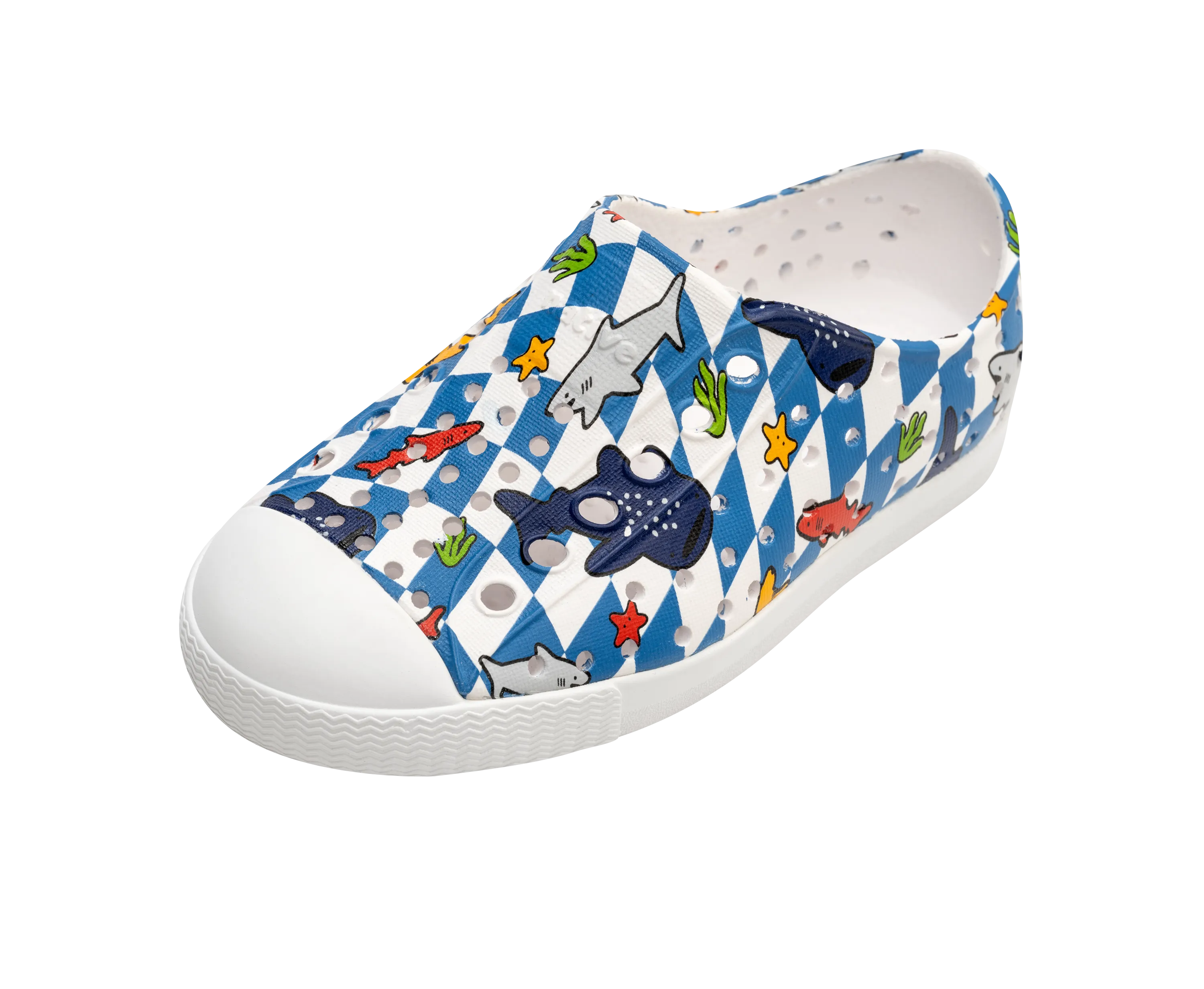 Native Jefferson Print Shoes - Shell White / Shell White / Shark Grid