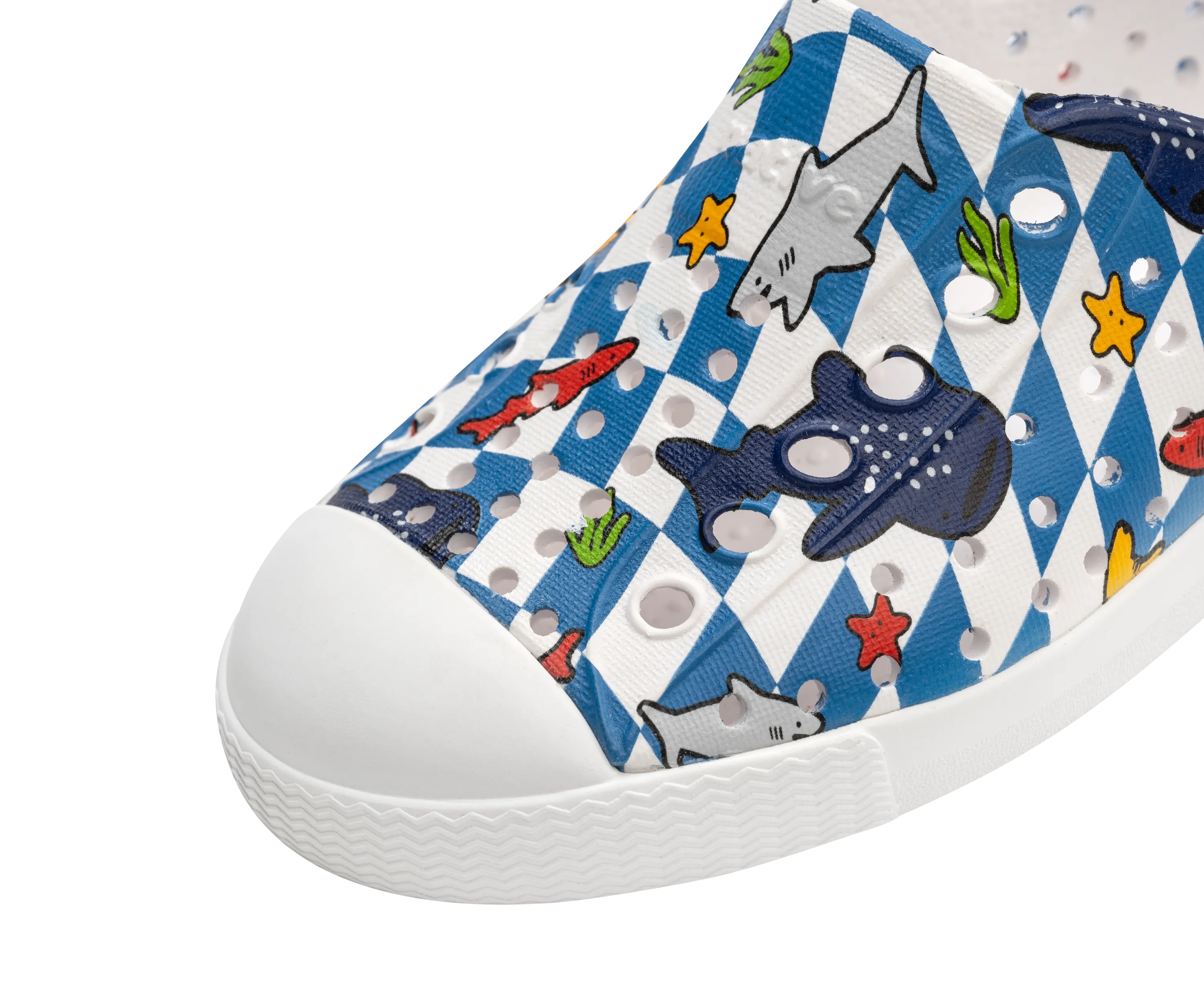 Native Jefferson Print Shoes - Shell White / Shell White / Shark Grid