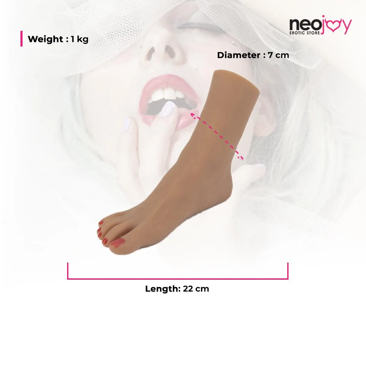 Neojoy Emma Right Foot Fetish - Internal Skeleton & Toenails - 0.55 kg - Brown