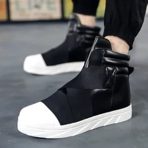 New Men Flat High Top sneakers Fashion Breathable Casual Walking Street Shoes British Hip Hop Shoes Bota Zapatillas Hombre
