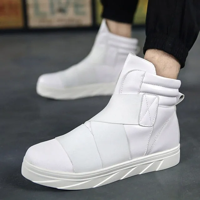 New Men Flat High Top sneakers Fashion Breathable Casual Walking Street Shoes British Hip Hop Shoes Bota Zapatillas Hombre