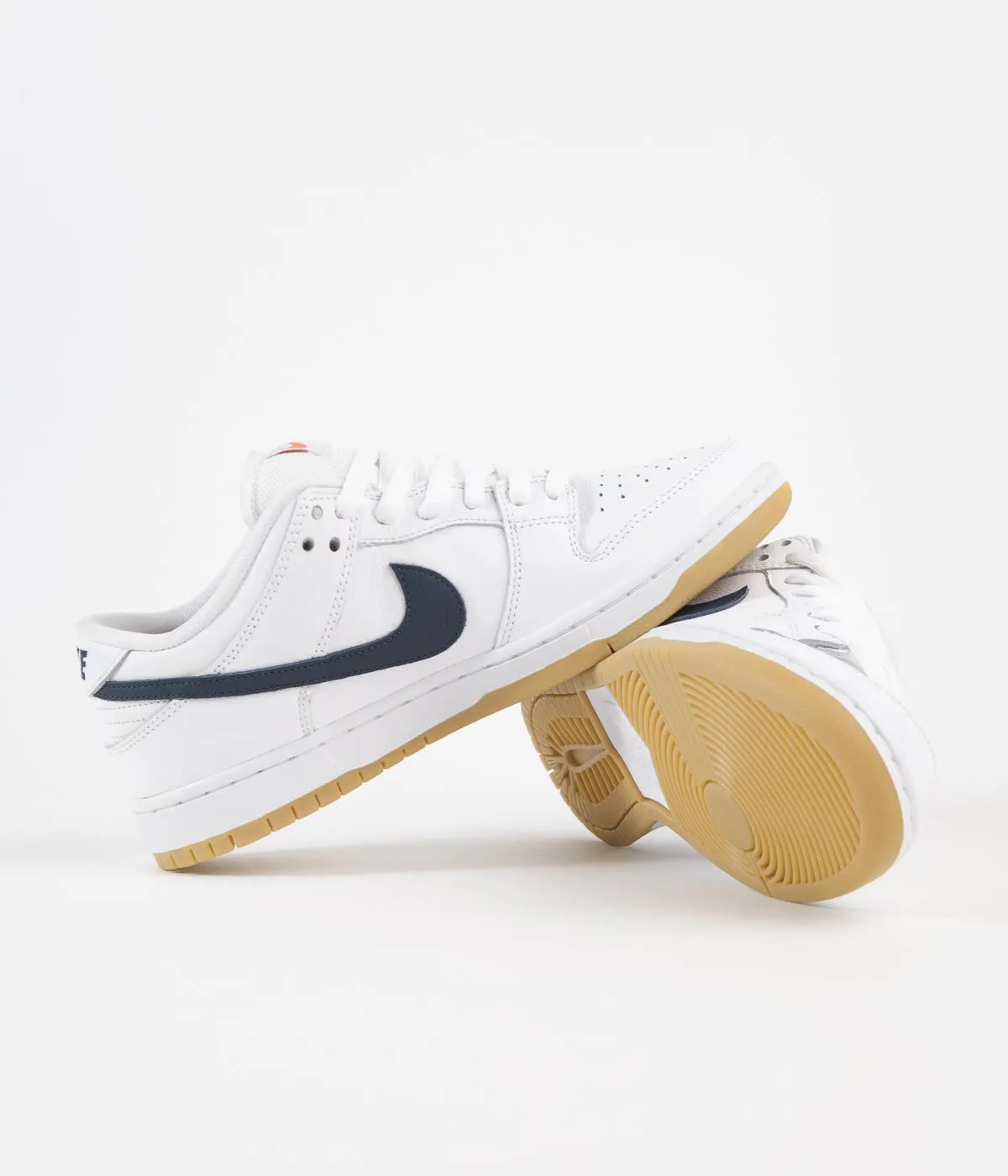 Nike SB Orange Label Dunk Low Pro Shoes - White / Navy - White - Safety Orange