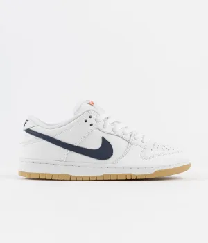 Nike SB Orange Label Dunk Low Pro Shoes - White / Navy - White - Safety Orange